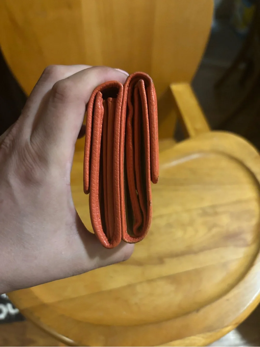 CHANEL Coral Textured Leather CC Compact Wallet